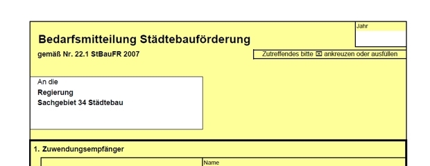 Ausschnitt aus dem Formular zur Bedarfsmitteilung.