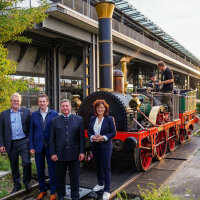 Klaus-Dieter Josel (Konzernbevollmächtigter der Deutschen Bahn für den Freistaat Bayern), Dirk Flege (Geschäftsführer der Allianz pro Schiene), Christian Bernreiter (Bayerischer Verkehrsminister) und Bärbel Fuchs (Geschäftsführerin der Bayerischen Eisenbahngesellschaft).